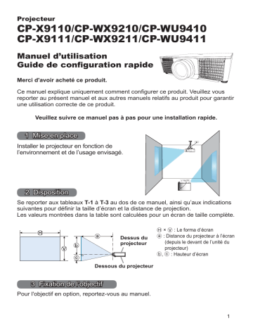 CPWU9411 | CPWU9410 | CPWX9211 | CPWX9210 | Guide d'installation | Hitachi CPX9110 Projector Setup Guide | Fixfr