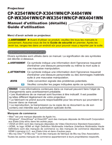 CPX2541WN | Mode d'emploi | Hitachi CPWX3041WN Projector Guide | Fixfr