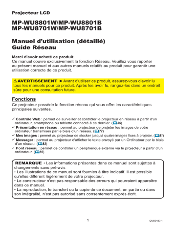MPWU8801B | MPWU8701W | MPWU8701B | Manuel utilisateur | Maxell MPWU8801W Projector Network Guide | Fixfr