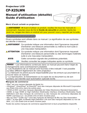 Mode d'emploi | Hitachi CPX25LWN Projector Guide | Fixfr