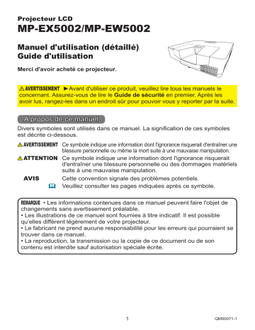 MPEW5002 | Mode d'emploi | Maxell MPEX5002 Projector Guide | Fixfr