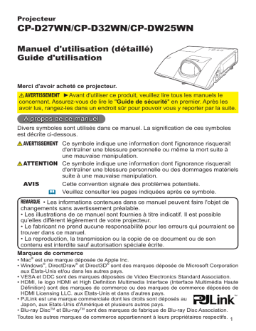 CPDW25WN | CPD27WN | Mode d'emploi | Hitachi CPD32WN Projector Guide | Fixfr