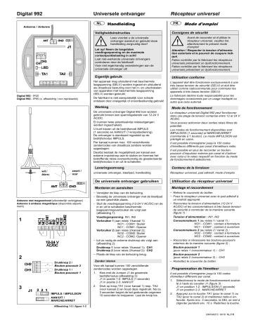 Owner's manual | Marantec Digital 992 Manuel du propriétaire | Fixfr