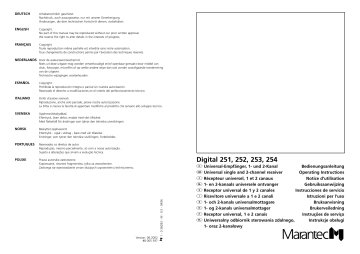 Digital 253 | Digital 251 | Digital 254 | Owner's manual | Marantec Digital 252 Manuel du propriétaire | Fixfr