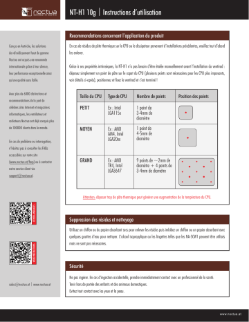 Installation manuel | Noctua NT-H1 10g Thermal compound Installation Manual | Fixfr