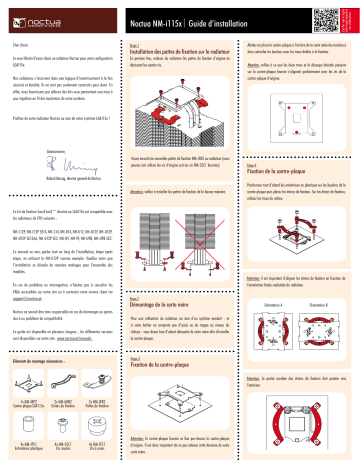 Installation manuel | Noctua NM-i115x Mounting-Kit Accessory Installation Manual | Fixfr