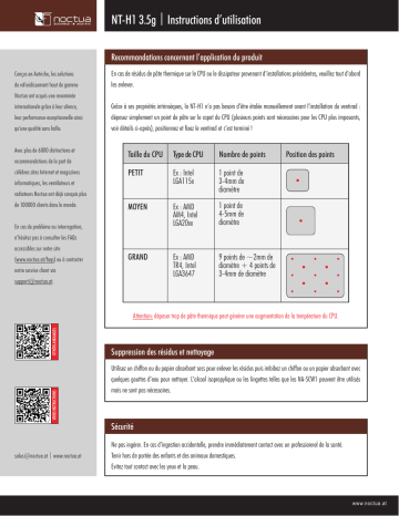 Installation manuel | Noctua NT-H1 3.5g Thermal compound Installation Manual | Fixfr