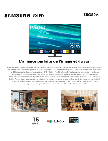 Product information | Samsung QE55Q80A 2021 TV QLED Product fiche | Fixfr
