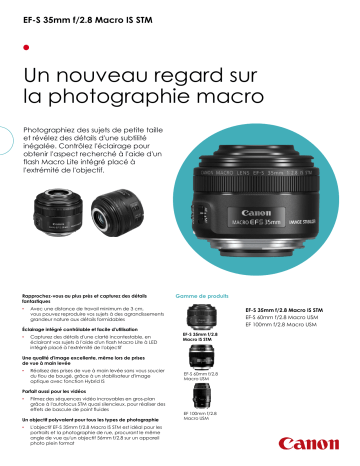 Product information | Canon EF-S 35mm f/2.8 Macro IS STM Objectif pour Reflex Product fiche | Fixfr
