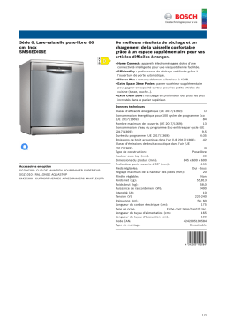 Bosch SMS6EDI06E SERIE 6 Lave vaisselle 60 cm Product fiche