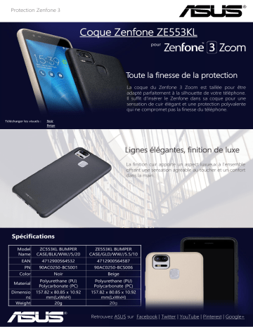 Product information | Asus Zenfone Zoom S ZE553KL Coque Product fiche | Fixfr