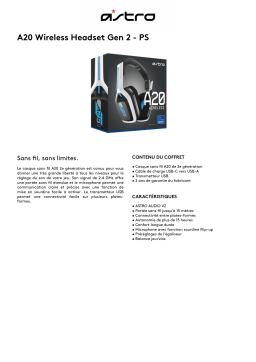 Astro A20 PS4/PS5 sans fil 2ème génération Casque gamer Product fiche