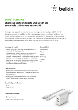 Belkin 24W 2xUSB-A 1m blanc Chargeur secteur Product fiche