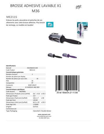 Product information | Je Cherche Une Idee adhesive et lavable Brosse Anti-poils Product fiche | Fixfr