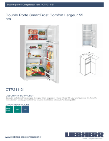 Product information | Liebherr CTP211-21 Réfrigérateur 2 portes Product fiche | Fixfr