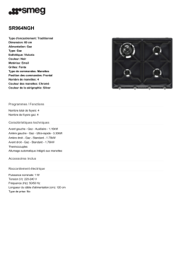 Smeg SR964NGH Table gaz Product fiche