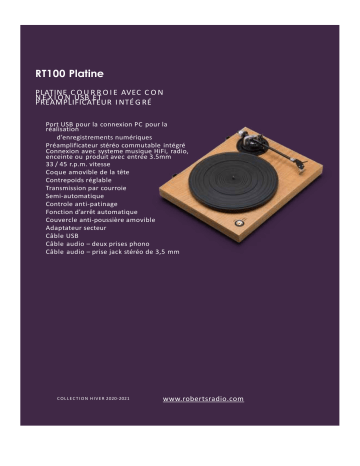 Product information | Roberts RT100 Platine vinyle Product fiche | Fixfr