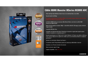 Product information | Monstercable M3000 UHD 8K DOLBY VISION HDR 48GBPS 15M Câble HDMI Product fiche | Fixfr