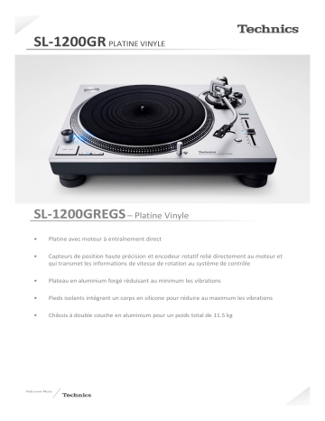 Product information | Technics SL1200GREGS Platine TD Product fiche | Fixfr