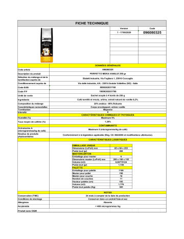 Product information | Bialetti perfetto moka vaniglia Café moulu Product fiche | Fixfr