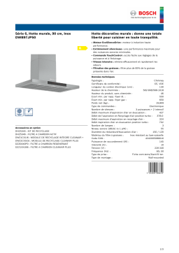 Bosch DWB97JP50 Serie 6 Hotte décorative murale Product fiche