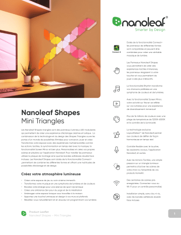 Shapes Triangles Mini Starter Kit-5PK | Product information | Nanoleaf Shapes Triangles Mini Expansion-10PK Panneaux lumineux Product fiche | Fixfr