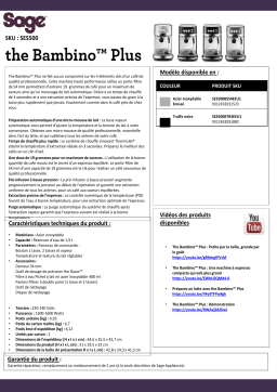 Sage Appliances Bambino Plus Machine à expresso Product fiche