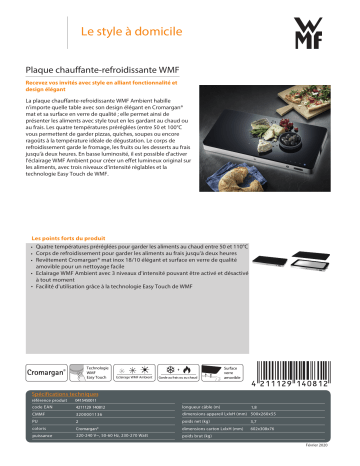 Product information | WMF Plaque chaufante-refroidissante AMBIENT Chauffe Plats Product fiche | Fixfr