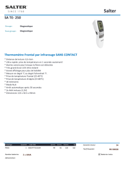 Salter sans contact Thermomètre Product fiche