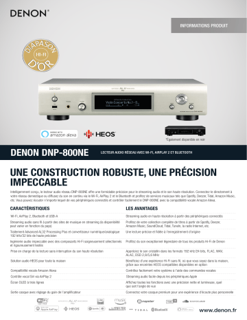 Product information | Denon Passerelle Réseau DNP800 - Argent DAC audio Product fiche | Fixfr