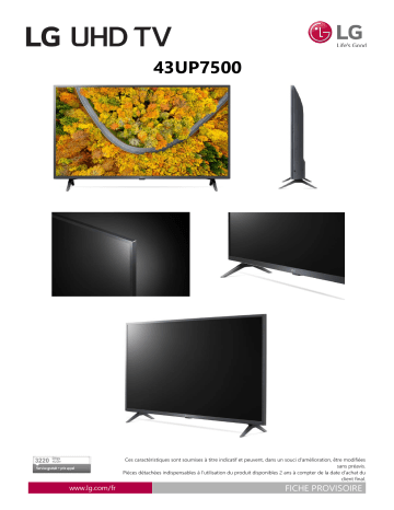 Product information | LG 43UP75006 TV LED Product fiche | Fixfr