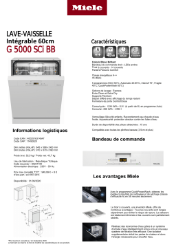 Miele G 5000 Sci blanc Lave vaisselle encastrable Owner's Manual