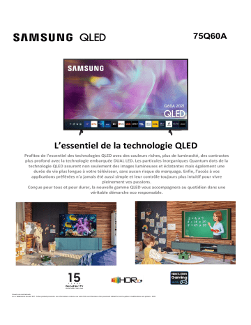 Product information | Samsung QE75Q60A 2021 TV QLED Product fiche | Fixfr