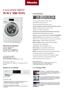 Miele WWV980WPS Lave linge hublot Product fiche