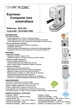 Riviera Et Bar BCE450 Compacte Inox Automatique Machine à expresso Product fiche