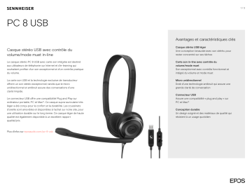 Product information | Epos Sennheiser PC 8 USB Micro-casque Product fiche | Fixfr