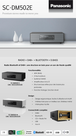 Product information | Panasonic SC-DM502E-W Blanc Chaîne HiFi Product fiche | Fixfr