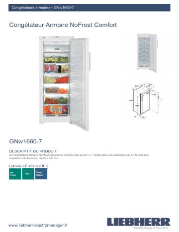 Product information | Liebherr GNW1660-7 Congélateur armoire Product fiche | Fixfr