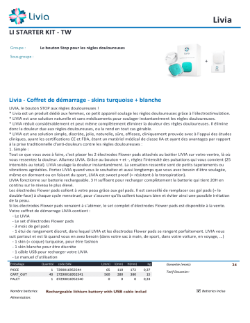 Product information | Livia Starter Kit Appareil anti douleur règles Product fiche | Fixfr