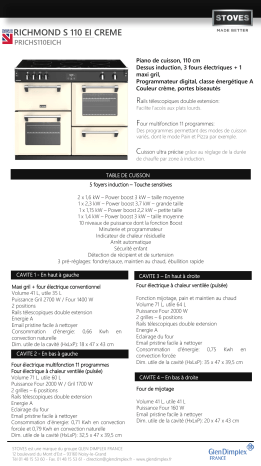 Product information | Stoves RICHMOND S 110 EI CREME Piano de cuisson Product fiche | Fixfr