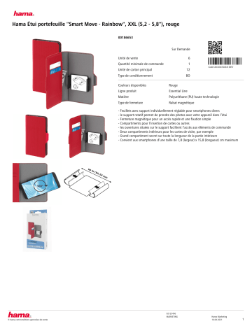 Product information | Hama Universel Taille XXL rouge Etui Product fiche | Fixfr