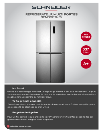 Product information | Schneider SCMD337NFX Réfrigérateur multi portes Product fiche | Fixfr
