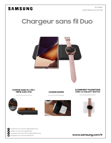 Product information | Samsung DUO USB-C + chargeur secteur Blanc Chargeur induction Product fiche | Fixfr