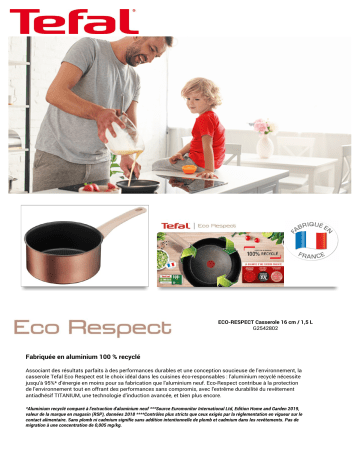Eco Respect 16 cm - 1.5L - G2542802 | Product information | Tefal Eco Respect 32 cm G2540802 Poêle Product fiche | Fixfr
