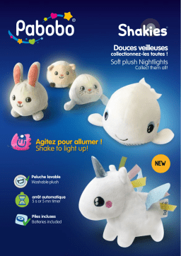 Pabobo Shakies Licorne peluche lumineuse Peluche veilleuse Product fiche