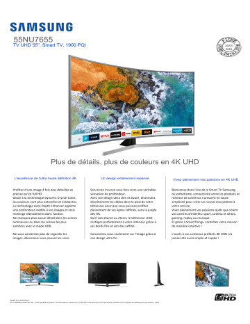 Product information | Samsung UE55NU7655 incurvé TV LED Product fiche | Fixfr