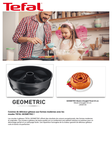 Product information | Tefal floral geometriques noir 25 cm Moule à kouglof Product fiche | Fixfr