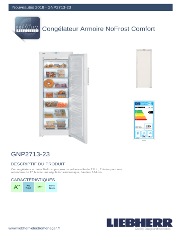 Product information | Liebherr GNP2713-24 Congélateur armoire Product fiche | Fixfr