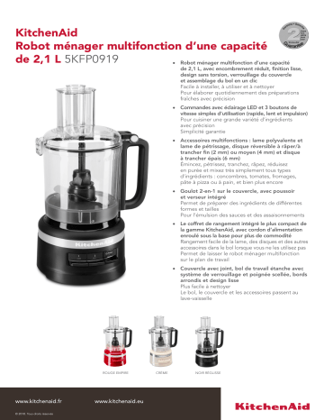 Product information | Kitchenaid 5KFP0919EAC CREME Robot multifonction Product fiche | Fixfr