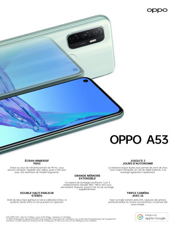 Product information | Oppo A53 Noir Smartphone Product fiche | Fixfr